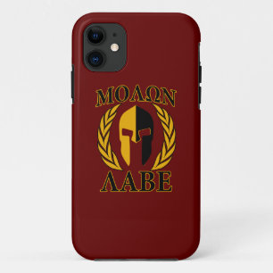 Molon Labe Spartan Helmet Laurels Burgundy Accent iPhone 11 Case
