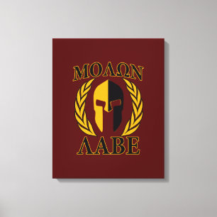 Molon Labe Spartan Helmet Laurels Burgundy Canvas Print
