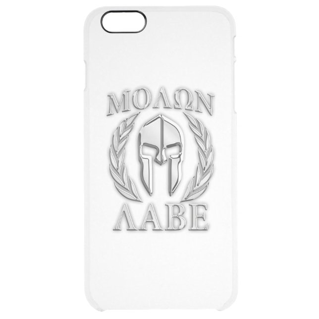 Molon Labe Spartan Helmet Laurels Chrome Print Uncommon iPhone Case (Back)