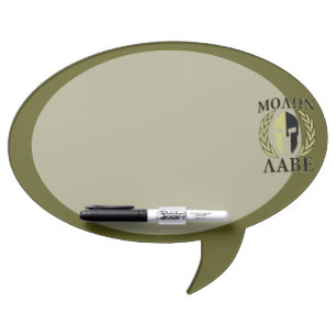 Molon Labe Spartan Helmet Laurels Olive Green Dry Erase Board