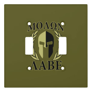Molon Labe Spartan Helmet Laurels Olive Green Light Switch Cover