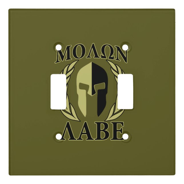 Molon Labe Spartan Helmet Laurels Olive Green Light Switch Cover (Front)