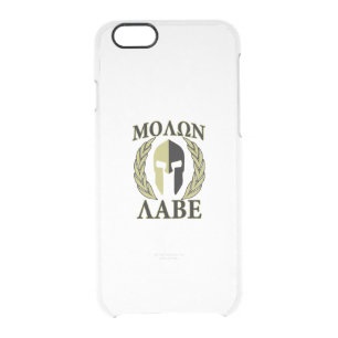 Molon Labe Spartan Helmet Laurels on Camo Clear iPhone 6/6S Case