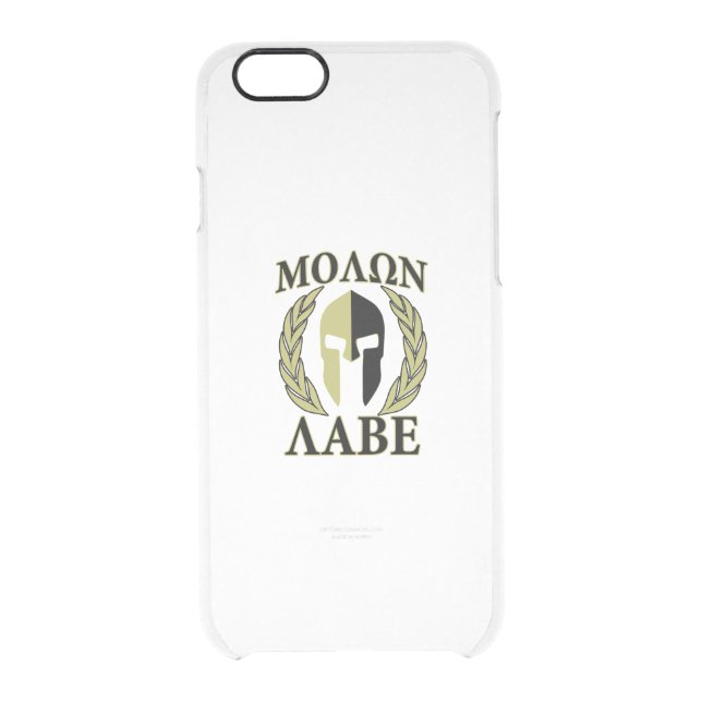 Molon Labe Spartan Helmet Laurels on Camo Uncommon iPhone Case (Back)