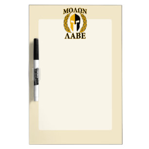 Molon Labe Spartan Helmet Laurels Warm Beige Dry Erase Board