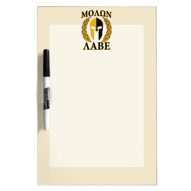 Molon Labe Spartan Helmet Laurels Warm Beige Dry Erase Board (Front)