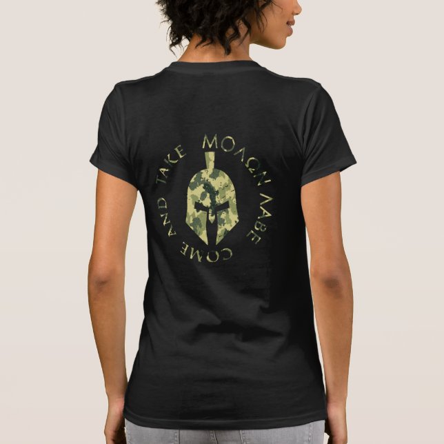 Molon Labe Spartan Helmet Military Camo T-Shirt (Back)