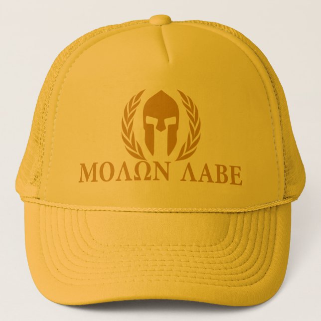 Molon Labe Spartan Helmet Trucker Hat (Front)