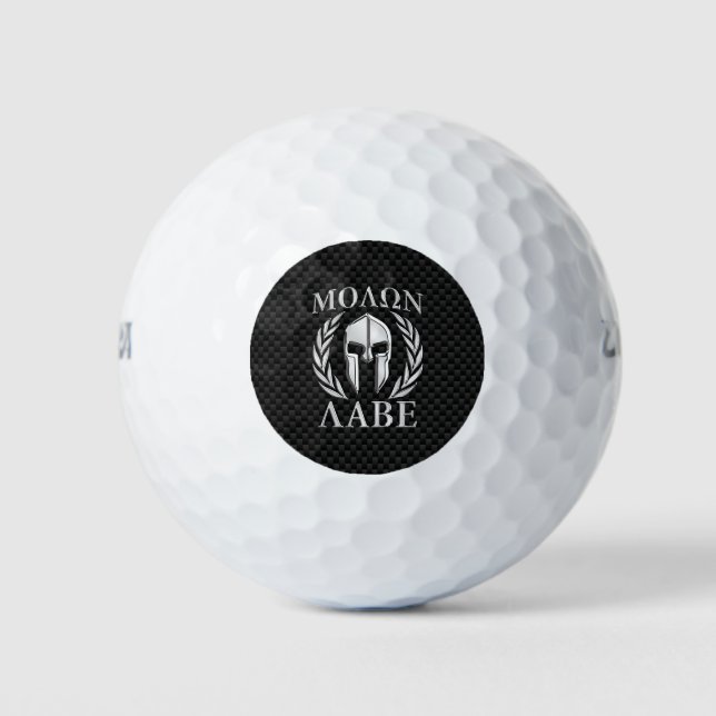 Molon Labe Spartan in Chrome Carbon Fiber Style Golf Balls (Front)