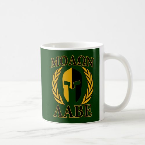 Molon Labe Spartan Laurels on Forest Green Coffee Mug