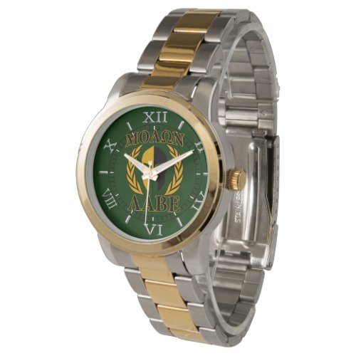 Molon Labe Spartan Laurels on Forest Green Dial Watch