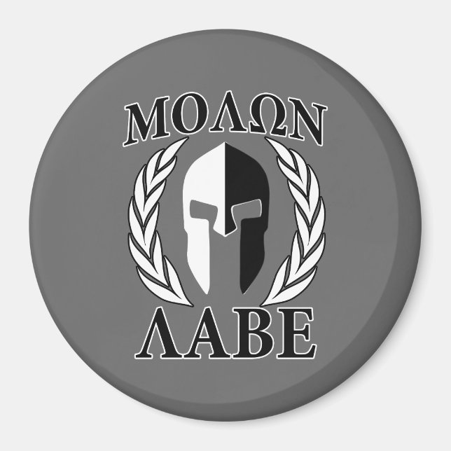 Molon Labe Spartan Mask Armor Laurels Monochrome Magnet (Front)