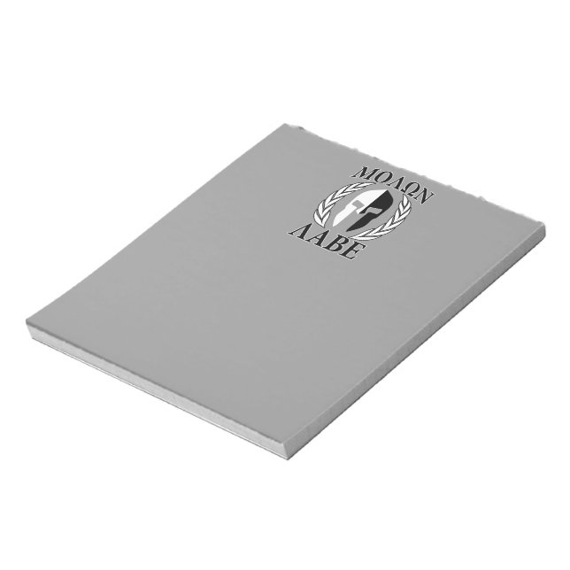 Molon Labe Spartan Mask Armor Laurels Monochrome Notepad (Rotated)