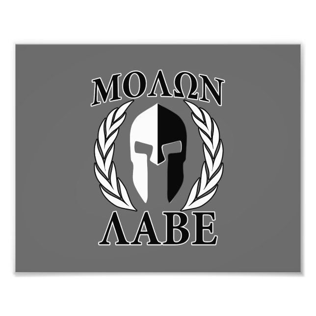 Molon Labe Spartan Mask Armor Laurels Monochrome Photo Print (Front)