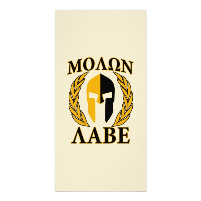 Molon Labe Spartan Mask Laurels Beige Accent Card (Front)