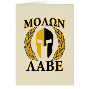 Molon Labe Spartan Mask Laurels Beige Accent Cards