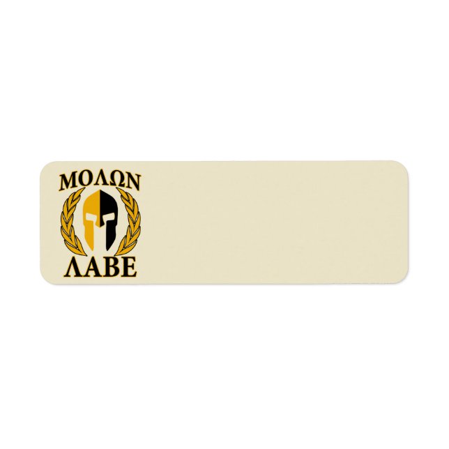 Molon Labe Spartan Mask Laurels Beige Accent Label (Front)