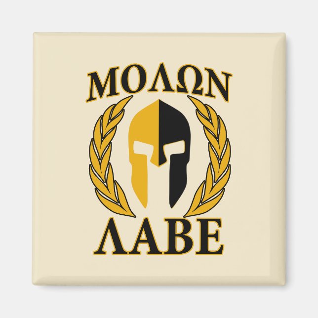 Molon Labe Spartan Mask Laurels Beige Decor Magnet (Front)