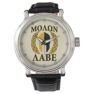 Molon Labe Spartan Mask Laurels Beige Decor Watch