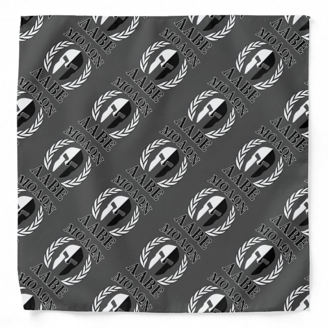 Molon Labe Spartan Mask Laurels Black & White Bandana (Front)