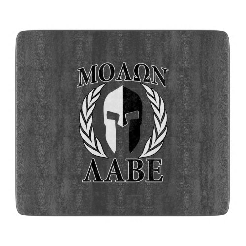 Molon Labe Spartan Mask Laurels Black  White Cutting Board