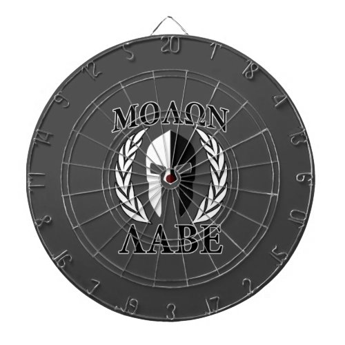 Molon Labe Spartan Mask Laurels Black  White Dart Board