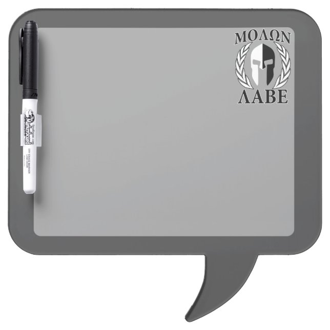 Molon Labe Spartan Mask Laurels Black & White Dry Erase Board (Front)