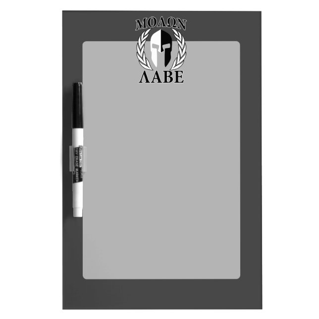Molon Labe Spartan Mask Laurels Black & White Dry-Erase Board (Front)