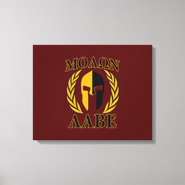 Molon Labe Spartan Mask Laurels Burgundy Canvas Print (Front)