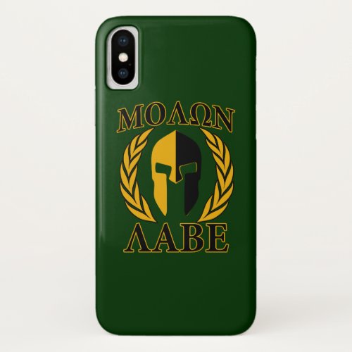 Molon Labe Spartan Mask Laurels Gold iPhone XS Case