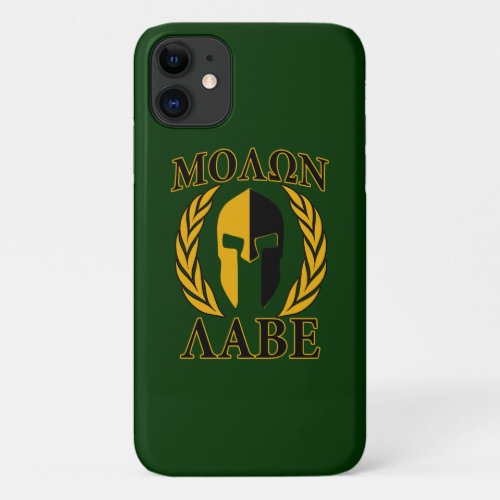 Molon Labe Spartan Mask Laurels Gold iPhone 11 Case
