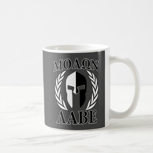 Molon Labe Spartan Mask Laurels Monochrome Coffee Mug