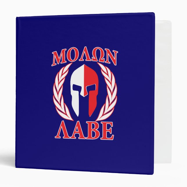 Molon Labe Spartan Mask Laurels Navy Blue Binder (Front/Inside)
