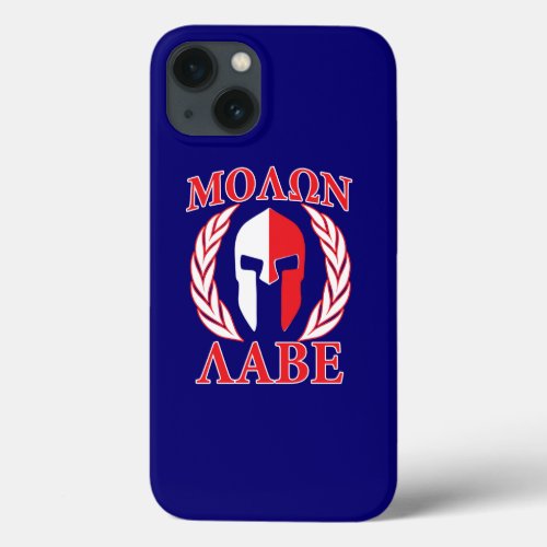 Molon Labe Spartan Mask Laurels Navy Blue iPhone 13 Case