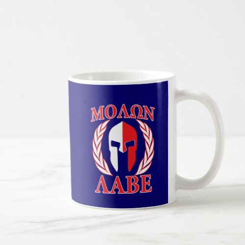 Molon Labe Spartan Mask Laurels Navy Blue Coffee Mug