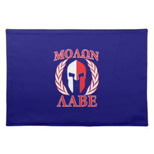 Molon Labe Spartan Mask Laurels Navy Blue Placemat