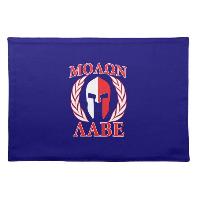 Molon Labe Spartan Mask Laurels Navy Blue Placemat (Front)