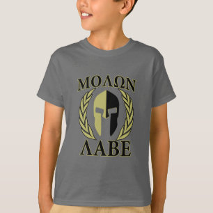 Molon Labe Spartan Mask Laurels Olive Green T-Shirt
