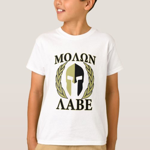 Molon Labe Spartan Mask Laurels Olive Green T_Shirt