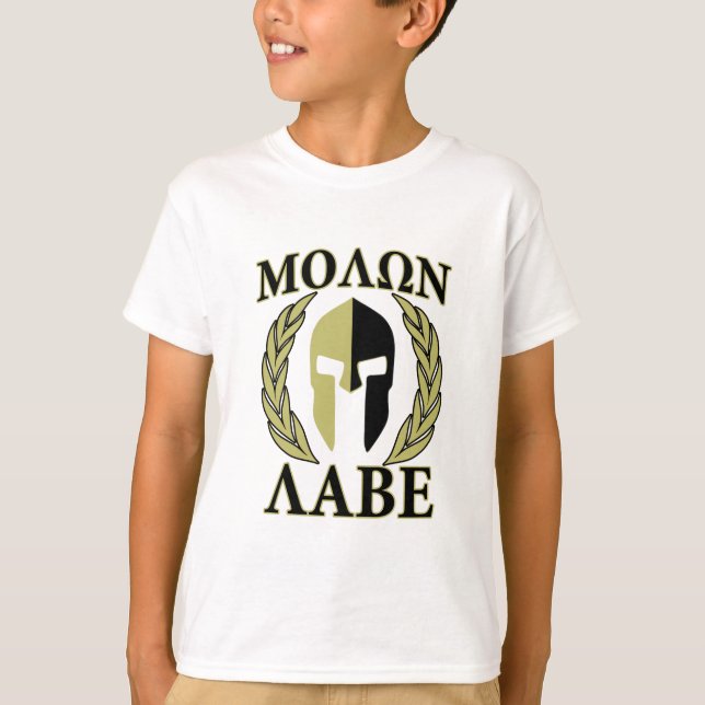 Molon Labe Spartan Mask Laurels Olive Green T-Shirt (Front)