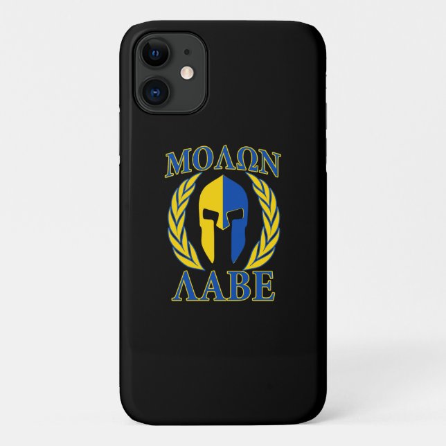 Molon Labe Spartan Mask Laurels Yellow Blue Case-Mate iPhone Case (Back)