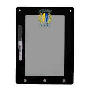 Molon Labe Spartan Mask Laurels Yellow Blue Dry Erase Board