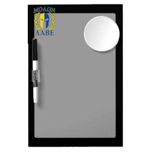 Molon Labe Spartan Mask Laurels Yellow Blue Dry Erase Board With Mirror
