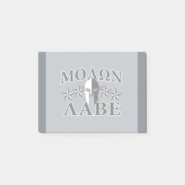 Molon Labe Spartan Warrior 5 stars Black White Post-it Notes (Front)