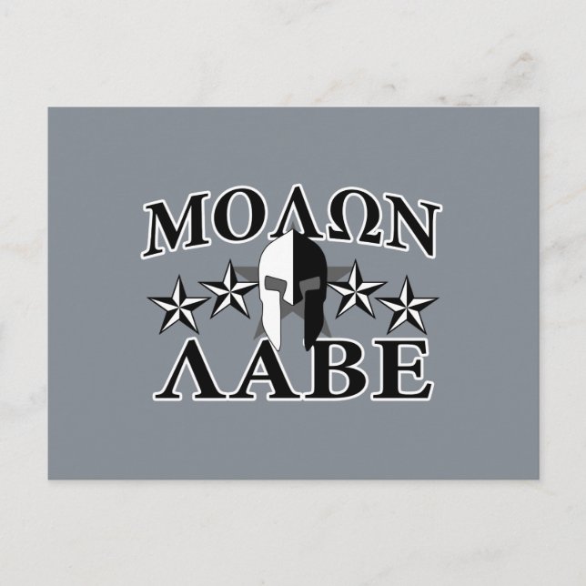 Molon Labe Spartan Warrior 5 stars Black White Postcard (Front)