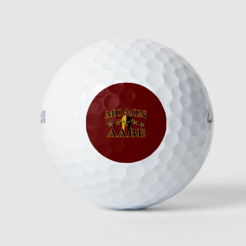 Molon Labe Spartan Warrior 5 stars Burgundy Golf Balls