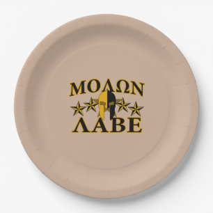 Molon Labe Spartan Warrior 5 stars Burgundy Paper Plates