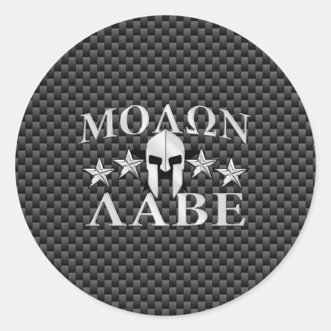 Molon Labe Spartan Warrior 5 stars Carbon Classic Round Sticker (Front)