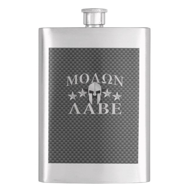 Molon Labe Spartan Warrior 5 stars Carbon Flask (Front)