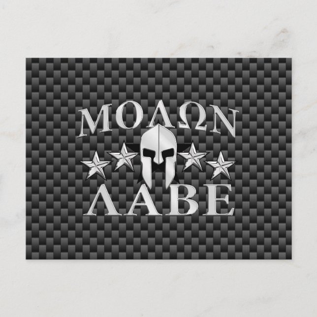 Molon Labe Spartan Warrior 5 stars Carbon Postcard (Front)
